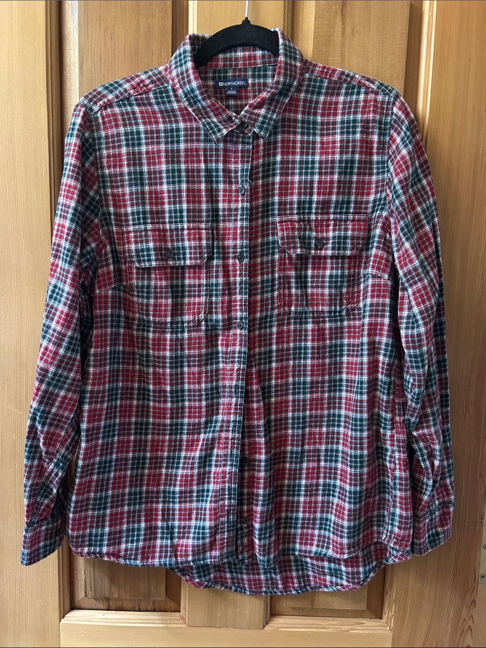 Northcrest Red Green Plaid Button-Front Shirt